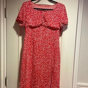 Red Floral Women's Dress